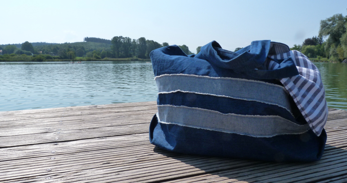 Tasche nähen - Strandtasche - Upcycling