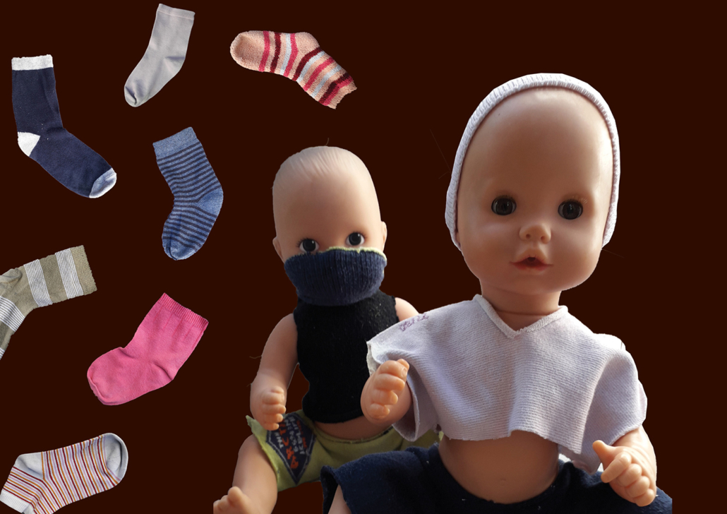Puppenkleidung-aus-Socken_Puppen_alte Socken